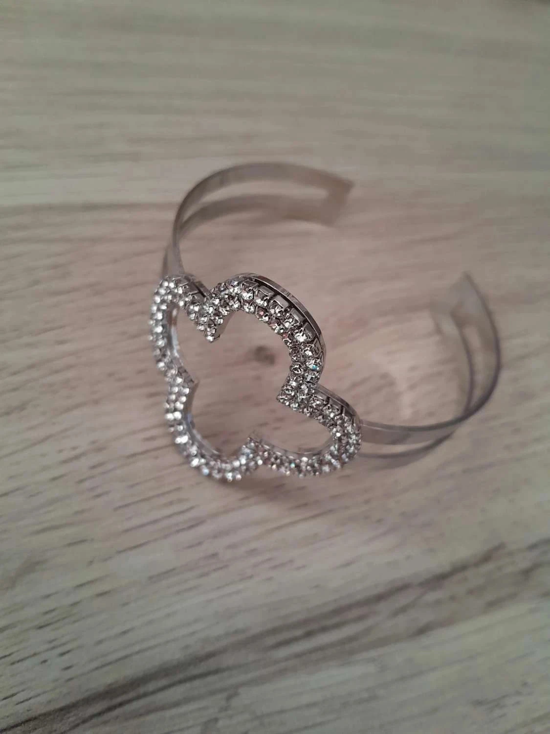 Bracelet réglable, argenté avec strass N°02